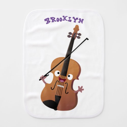 Cute funny violin musical cartoon character baby burp cloth