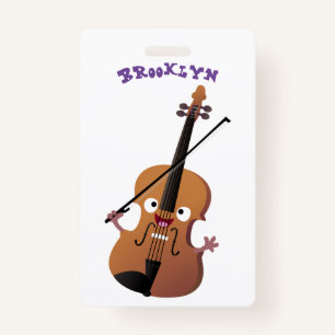 Cute funny violin musical cartoon character badge