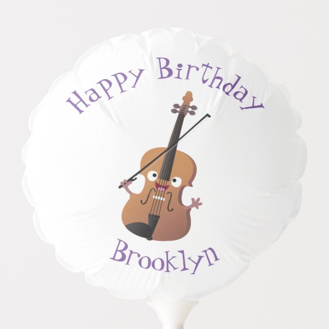Cute funny violin musical cartoon character balloon (Front)