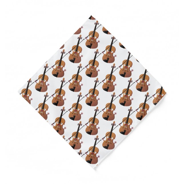 Cute funny violin musical cartoon character  bandana (Front)