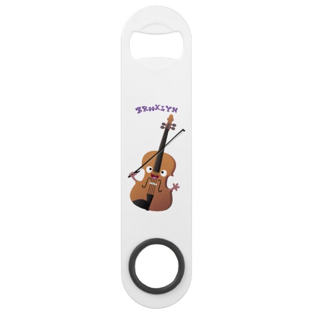 Cute funny violin musical cartoon character  bar key (Front)