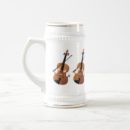 Cute funny violin musical cartoon character beer stein