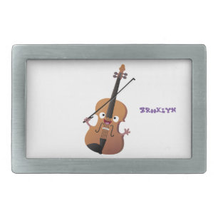 Cute funny violin musical cartoon character belt buckle