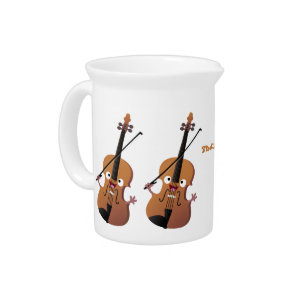 Cute funny violin musical cartoon character beverage pitcher