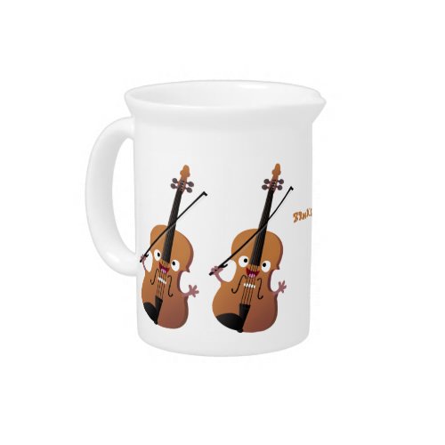 Cute funny violin musical cartoon character beverage pitcher