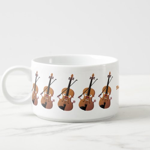 Cute funny violin musical cartoon character bowl