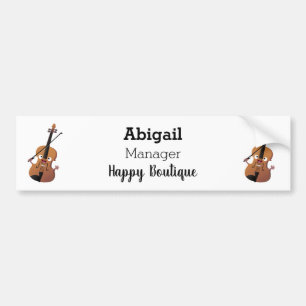 Cute funny violin musical cartoon character bumper sticker