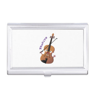 Cute funny violin musical cartoon character business card case