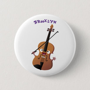 Cute funny violin musical cartoon character button