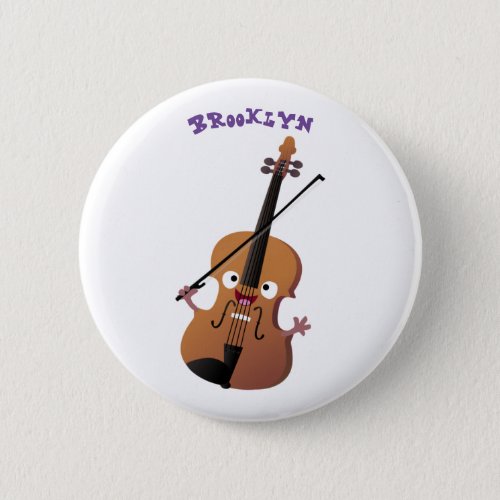 Cute funny violin musical cartoon character button
