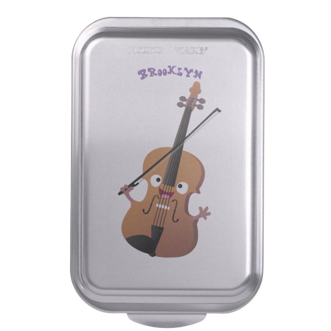 Cute funny violin musical cartoon character cake pan (Front Vertical)