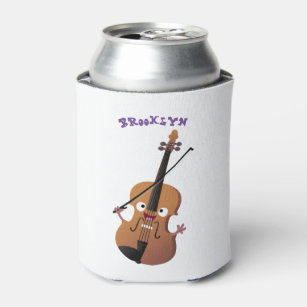 Cute funny violin musical cartoon character can cooler
