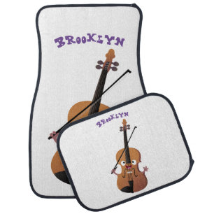 Cute funny violin musical cartoon character car floor mat