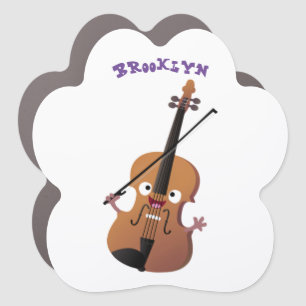 Cute funny violin musical cartoon character car magnet