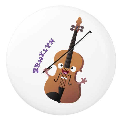 Cute funny violin musical cartoon character  ceramic knob