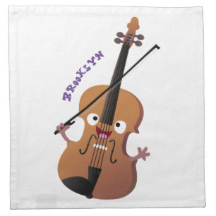 Cute funny violin musical cartoon character cloth napkin