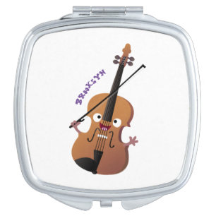 Cute funny violin musical cartoon character compact mirror