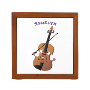 Cute funny violin musical cartoon character desk organizer