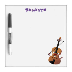 Cute funny violin musical cartoon character dry erase board