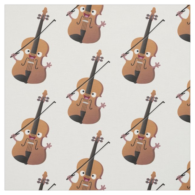 Cute funny violin musical cartoon character fabric (Swatch)
