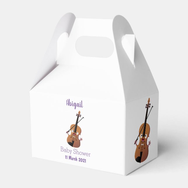 Cute funny violin musical cartoon character favor boxes (Front Side)