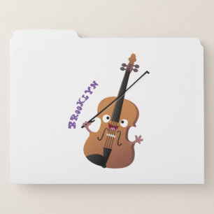 Cute funny violin musical cartoon character file folder