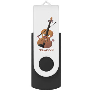 Cute funny violin musical cartoon character flash drive