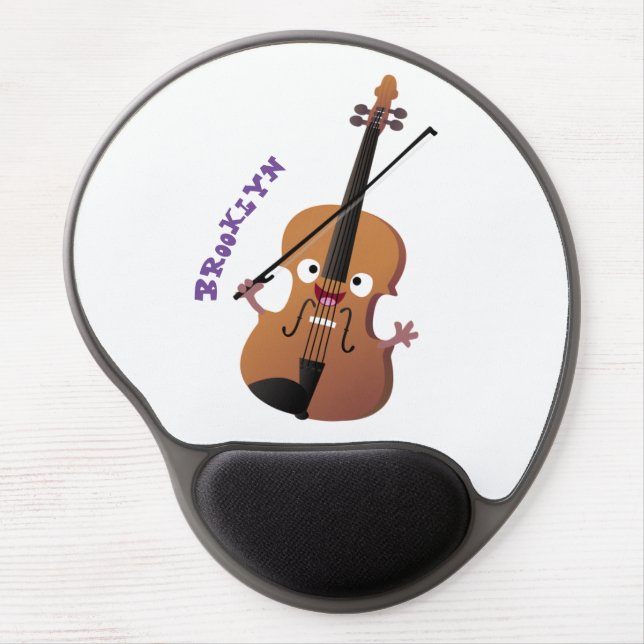 Cute funny violin musical cartoon character gel mouse pad (Front)