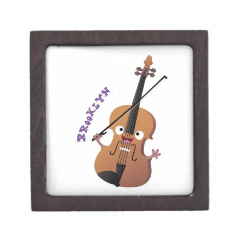 Cute funny violin musical cartoon character gift box