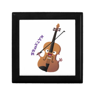 Cute funny violin musical cartoon character gift box