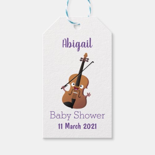 Cute funny violin musical cartoon character gift tags