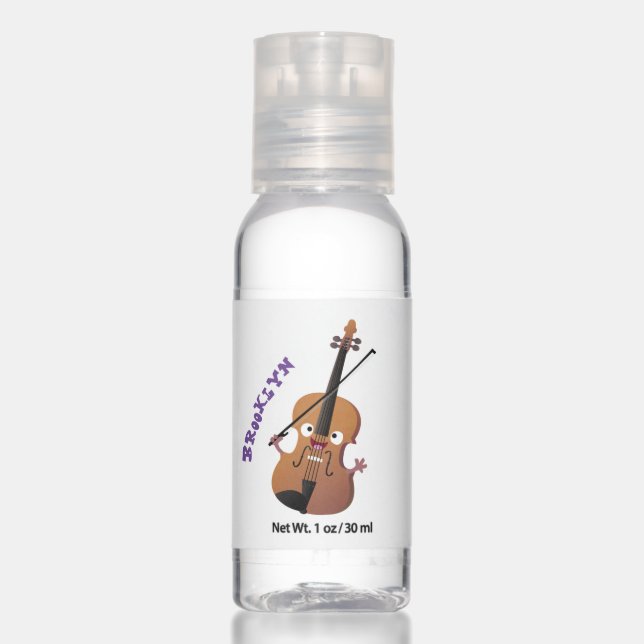 Cute funny violin musical cartoon character hand sanitizer (Front)