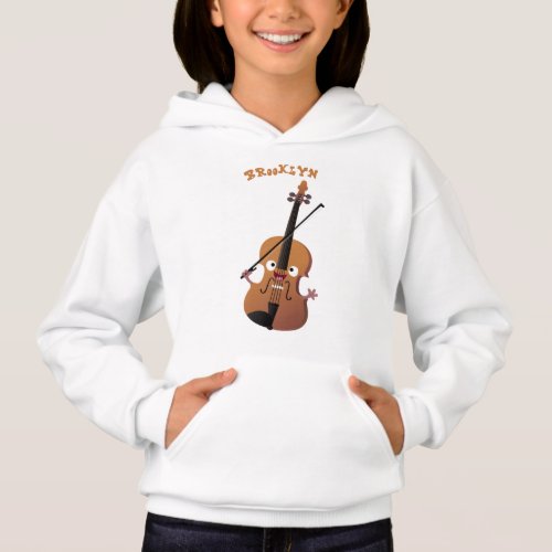 Cute funny violin musical cartoon character  hoodie