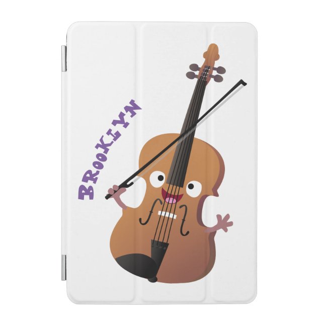 Cute funny violin musical cartoon character iPad mini cover (Front)