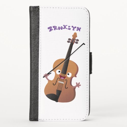 Cute funny violin musical cartoon character iPhone x wallet case