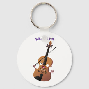 Cute funny violin musical cartoon character keychain