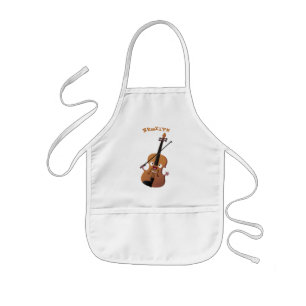 Cute funny violin musical cartoon character kids' apron