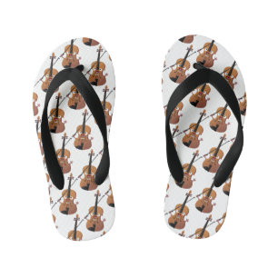 Cute funny violin musical cartoon character  kid's flip flops