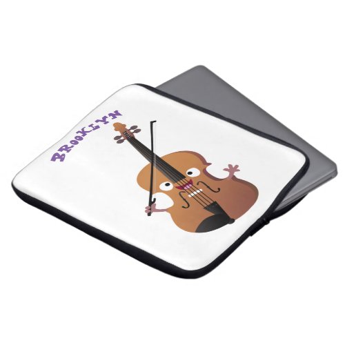 Cute funny violin musical cartoon character laptop sleeve