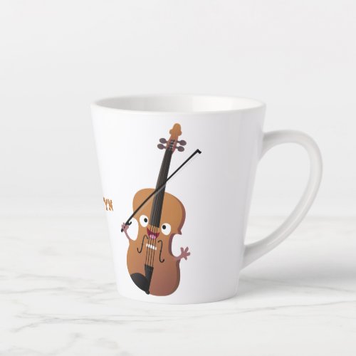 Cute funny violin musical cartoon character latte mug