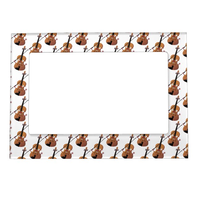 Cute funny violin musical cartoon character magnetic frame (Front)