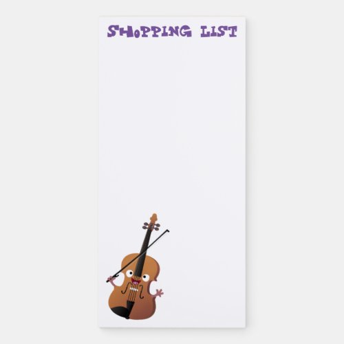 Cute funny violin musical cartoon character magnetic notepad