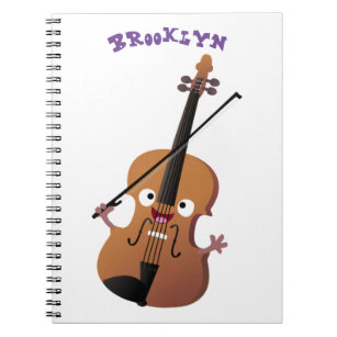 Cute funny violin musical cartoon character notebook