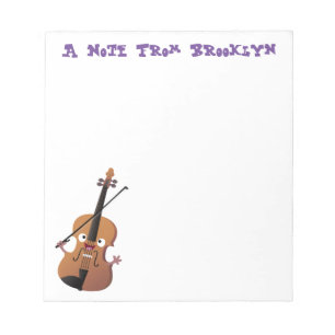 Cute funny violin musical cartoon character notepad