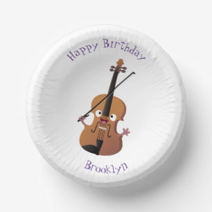Cute funny violin musical cartoon character paper bowls