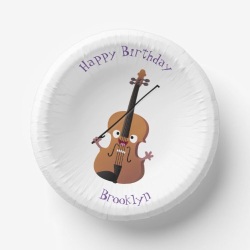 Cute funny violin musical cartoon character paper bowls