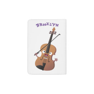 Cute funny violin musical cartoon character passport holder