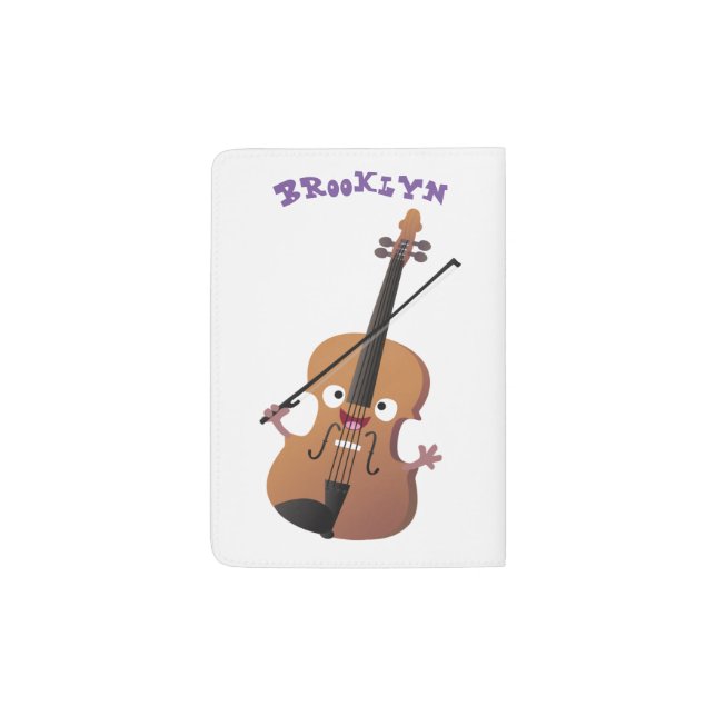 Cute funny violin musical cartoon character  passport holder (Back)