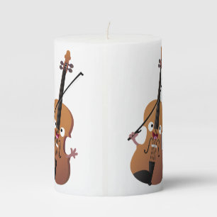 Cute funny violin musical cartoon character pillar candle