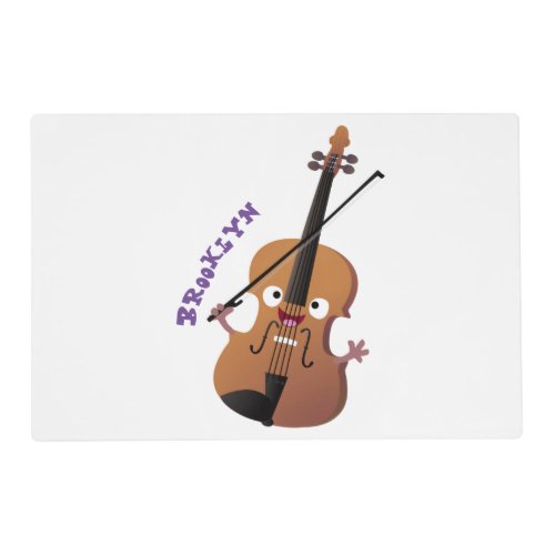Cute funny violin musical cartoon character placemat